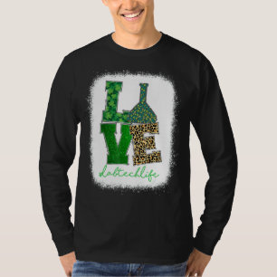 Love Lab Tech Life Shamrocks Leopard Happy St Patr T-Shirt
