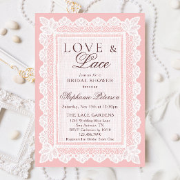 Love & Lace Vintage Blush Pink Lace Bridal Shower Invitation