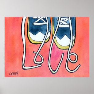 Love Laces Watercolor Shoe and Shoelace Painting Poster