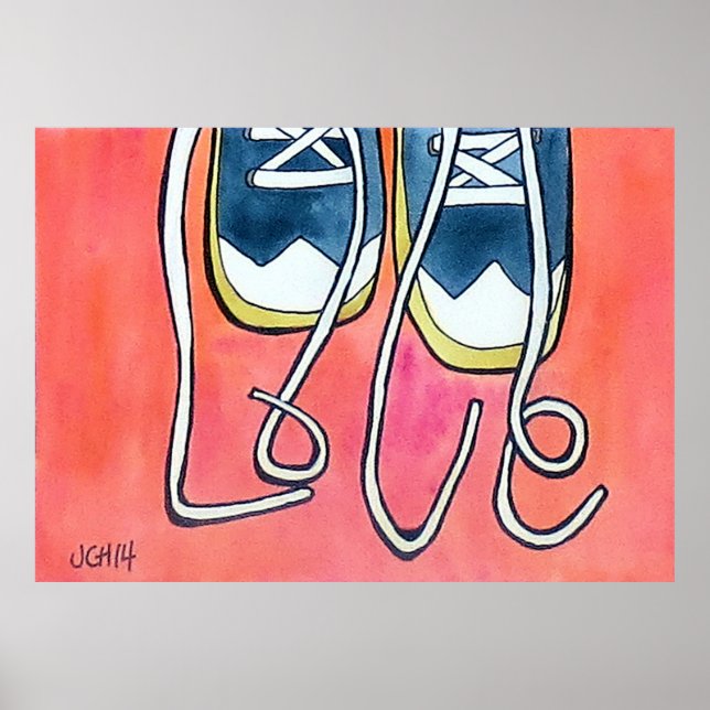 Love Laces Watercolor Shoe and Shoelace Painting Poster (Front)