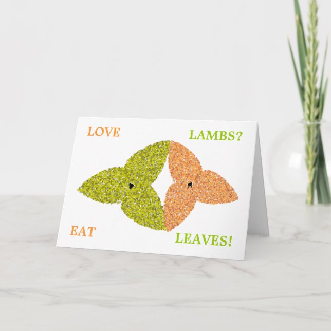 Love Lambs Eat Leaves Greeting Card (Front)