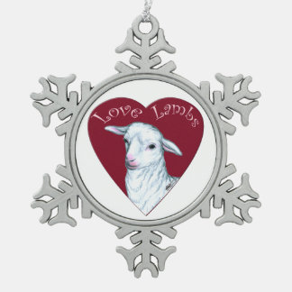 Love Lambs Snowflake Pewter Christmas Ornament