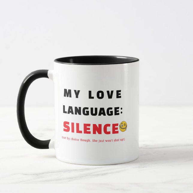 Love Language Mug, Funny Coffee Print Gift Cup (Left)