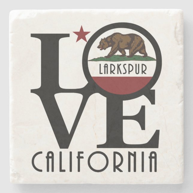 LOVE Larkspur California Stone Coaster (Front)