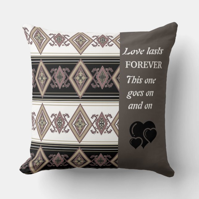 Love Lasts Forever Folk Art Design Pillow (Front)
