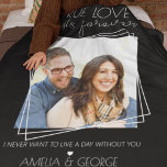 Love Lasts Forever | Modern Personalised Photo  Fleece Blanket<br><div class="desc">This blanket is perfect for anniversaries, birthdays, christmas, valentines day as a gift for the one you love! The blanket features your favourite photo, text that reads 'TRUE LOVE LASTS FOREVER' and is personalised with your names and a personal message. The font styles and background colour, can be changed by...</div>