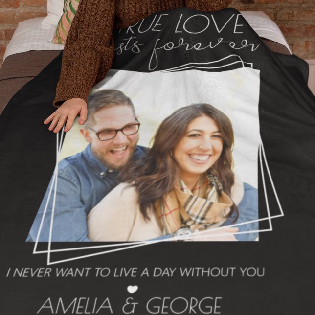 Love Lasts Forever | Modern Personalised Photo  Fleece Blanket (Creator Uploaded)