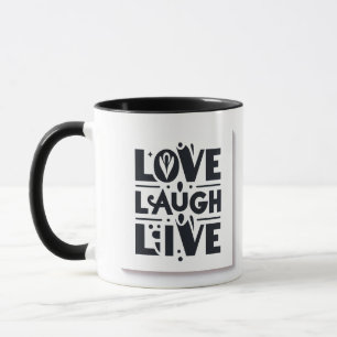 Love Laugh Live in Black Mug