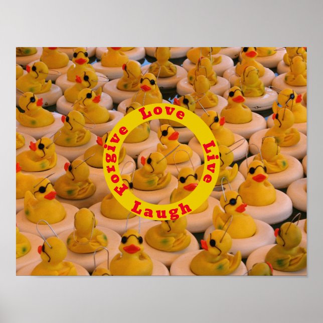 Love Laugh Live Rubber Ducks Inspirational Words Poster (Front)