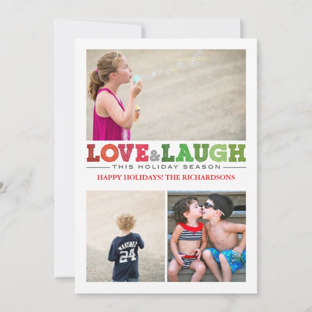 Love + Laugh x3 Holiday Card (Front)