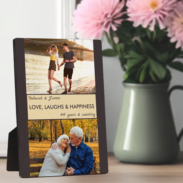 Love Laughs Happiness Couples Anniversary Photo Plaque (Creator Uploaded)