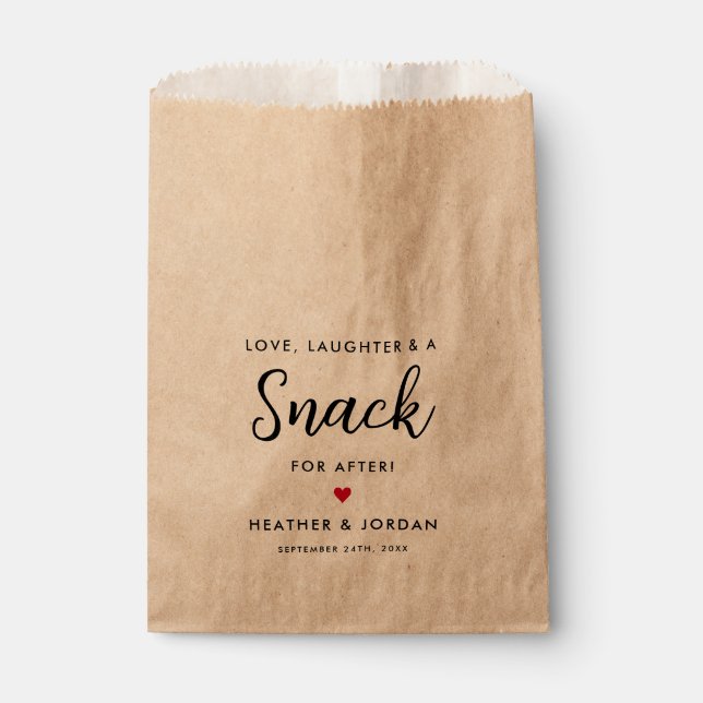 Love, Laughter a Snack for After Wedding Snack Favour Bags (Front)