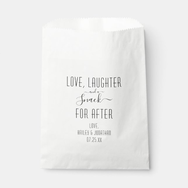 Love, Laughter and a Snack for After Favour Bags (Front)