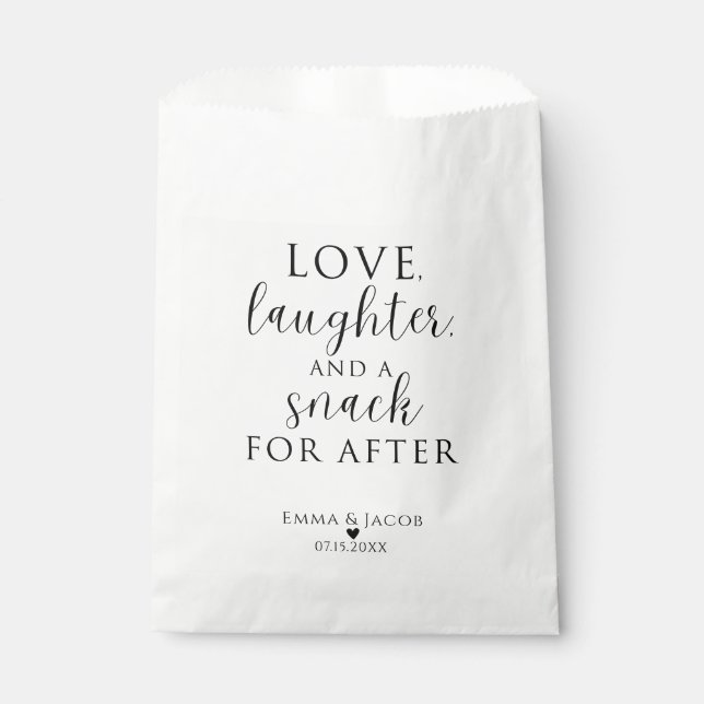Love, Laughter, And A Snack For After Favour Bags (Front)