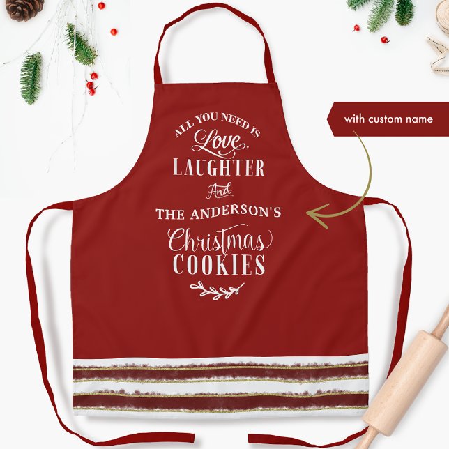 Love, Laughter and Christmas Cookies and Stripes Apron (Creator Uploaded)