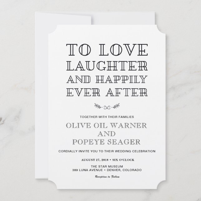 Love, Laughter, and Happily Ever After Wedding Invitation (Front)