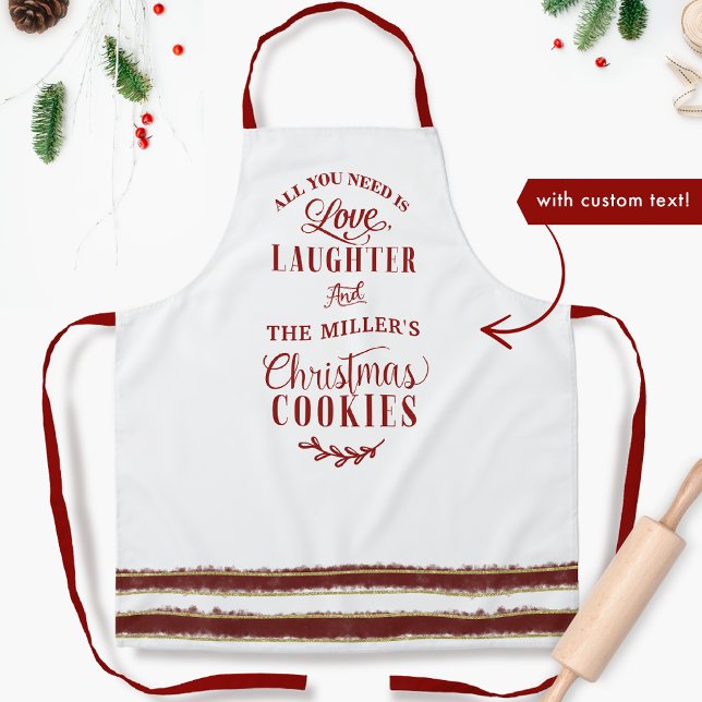Love, Laughter and -Your Name- Christmas Cookies Apron (Creator Uploaded)