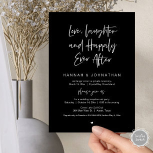 Love, Laughter, Black, Wedding Elopement Party Invitation