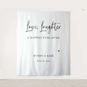 love laughter happily ever after Wedding Backdrop  Tapestry