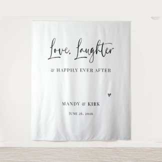 love laughter happily ever after Wedding Backdrop  Tapestry