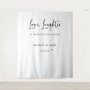 Love, Laughter & Happily Ever After Wedding Banner Tapestry