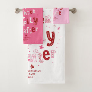 Love Laughter Happily Ever Personalised Wedding Bath Towel Set