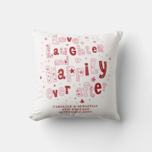 Love Laughter Happily Ever Personalised Wedding Cushion