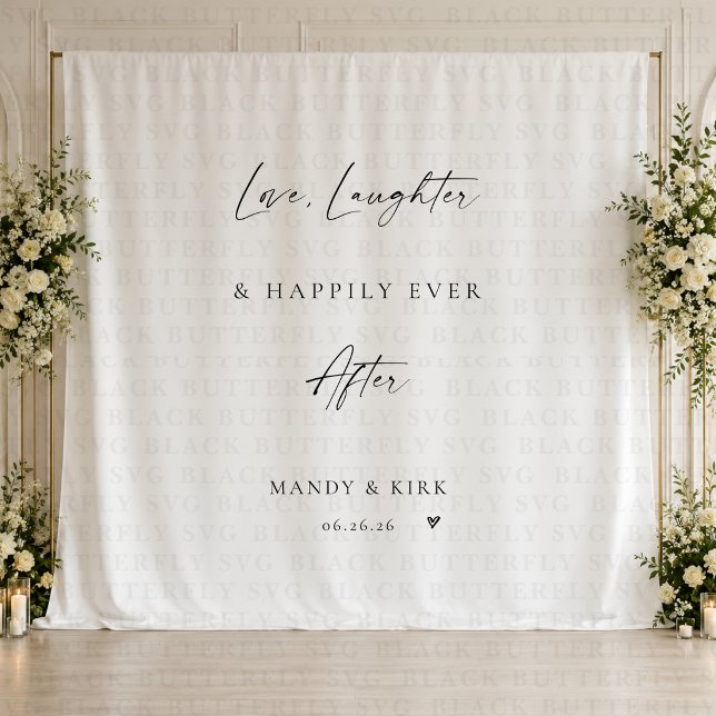 Love Laughter Happily Ever Wedding Backdrop Banner Tapestry (wedding backdrop
)
