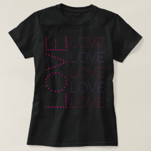 LOVE Lavender And Pink Chic Dotted Typography T-Shirt