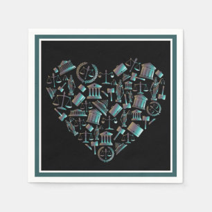 Love Law - Minimalist Lunar Green Heart Napkin
