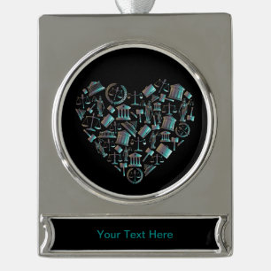 Love Law - Minimalist Lunar Green Heart Silver Plated Banner Ornament