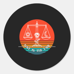 Love Law Retro  Classic Round Sticker