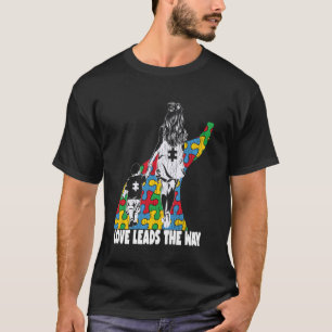 Love Leads Mother Son Autistic Boys Autism Awarene T-Shirt