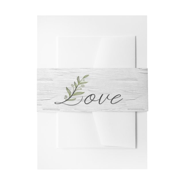 Love Leaf on White Birch Tree Invitation Belly Band (Front Example)
