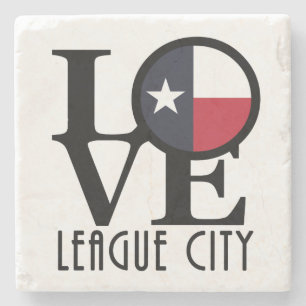 LOVE League City Texas Stone Coaster