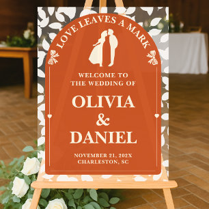 Love Leaves a Mark   Fall Foliage Wedding Welcome Acrylic Sign
