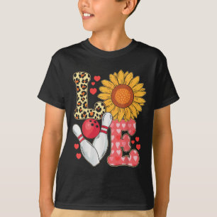 Love Leopard Sunflower Bowling Valentine Bowling P T-Shirt