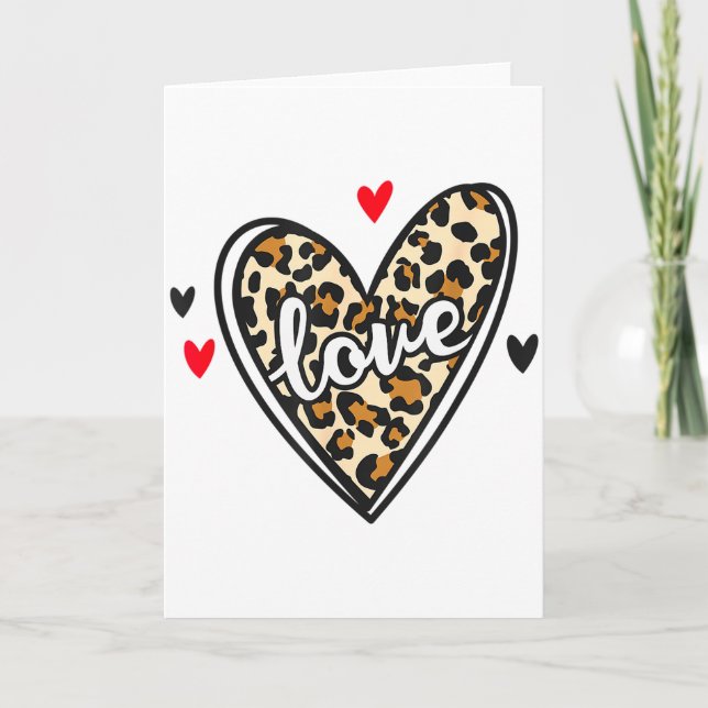 Love Leopard Valentines  Card (Front)