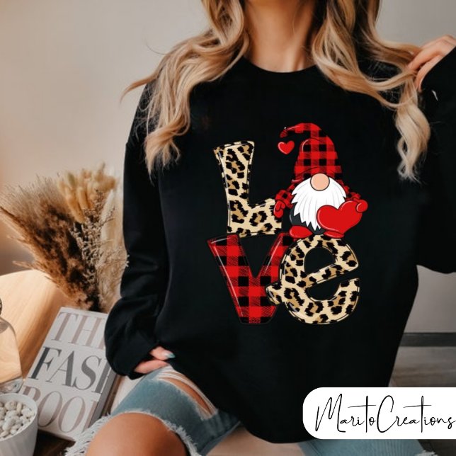 Love Leopardo Buffalo Paild Gnome Valentine´s Day Sweatshirt (Creator Uploaded)
