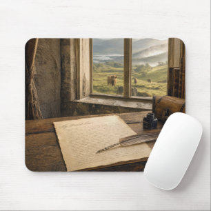 Love Letter and Quill Pen Mouse Pad