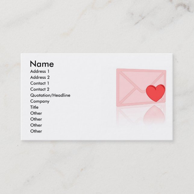 Love Letter Business Card (Front)