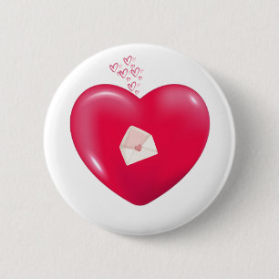 Love Letter in Heart—Romantic Button Badge