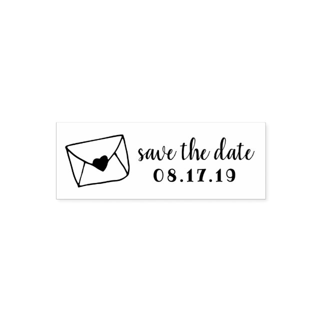 Love Letter Sealed Heart Envelope Save the Date Self-inking Stamp (Design)