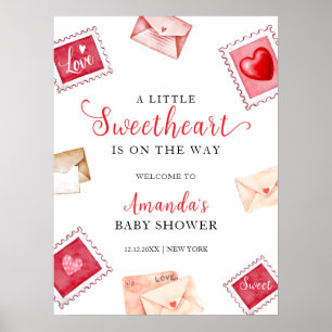 Love Letter Stamp Sweetheart Baby Shower Welcome Poster