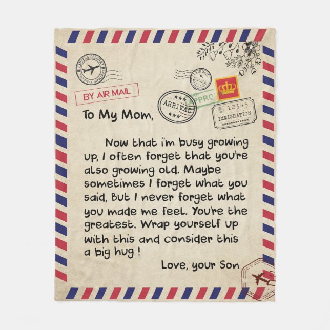 Love Letter To My Mum From Son Mother's Day Gift Fleece Blanket (Front)