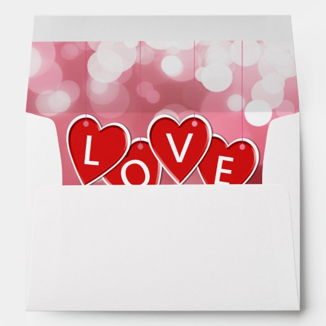 Love Lettering Red Hearts Envelopes (Back (Bottom))