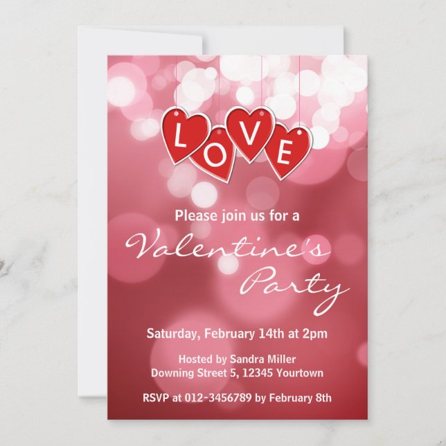 Love Lettering Red Hearts Invitation (Front)