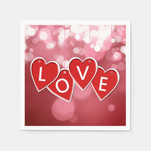 Love Lettering Red Hearts Napkin