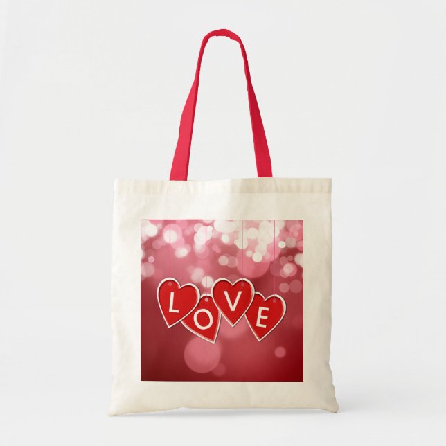 Love Lettering Red Hearts Tote Bag (Front)