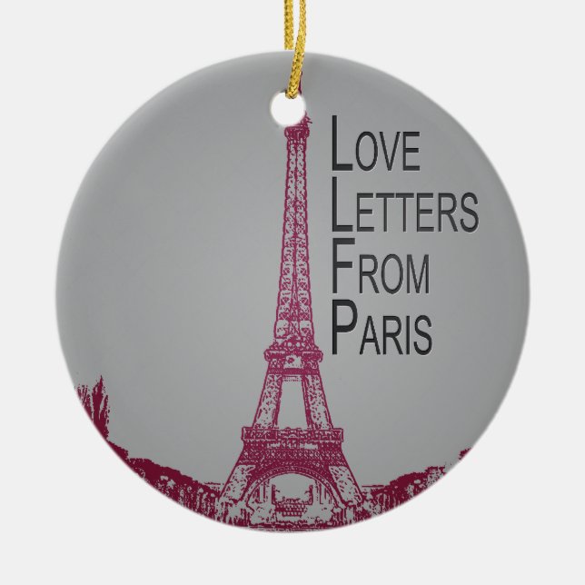Love Letters From Paris Ceramic Tree Decoration (Front)